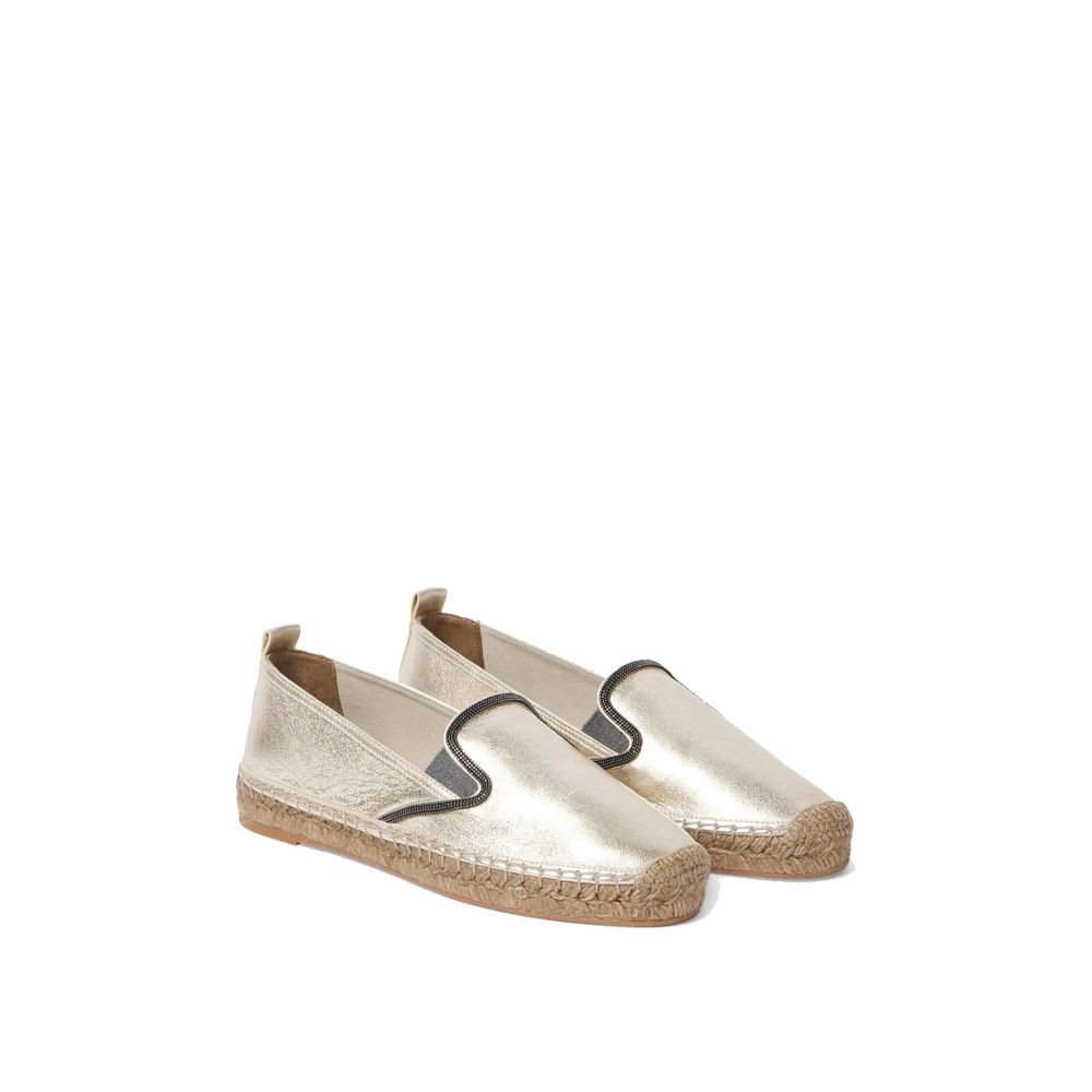 Women’s Brunello Cucinelli Gold Leather Espadrilles