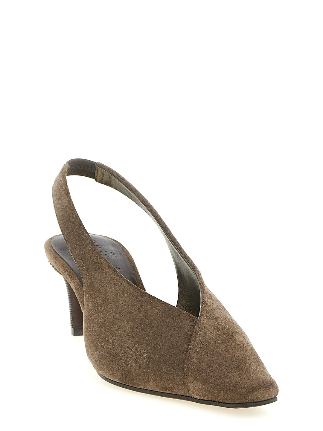 Women’s Brunello Cucinelli Gray Calfskin Mid Heel Pumps