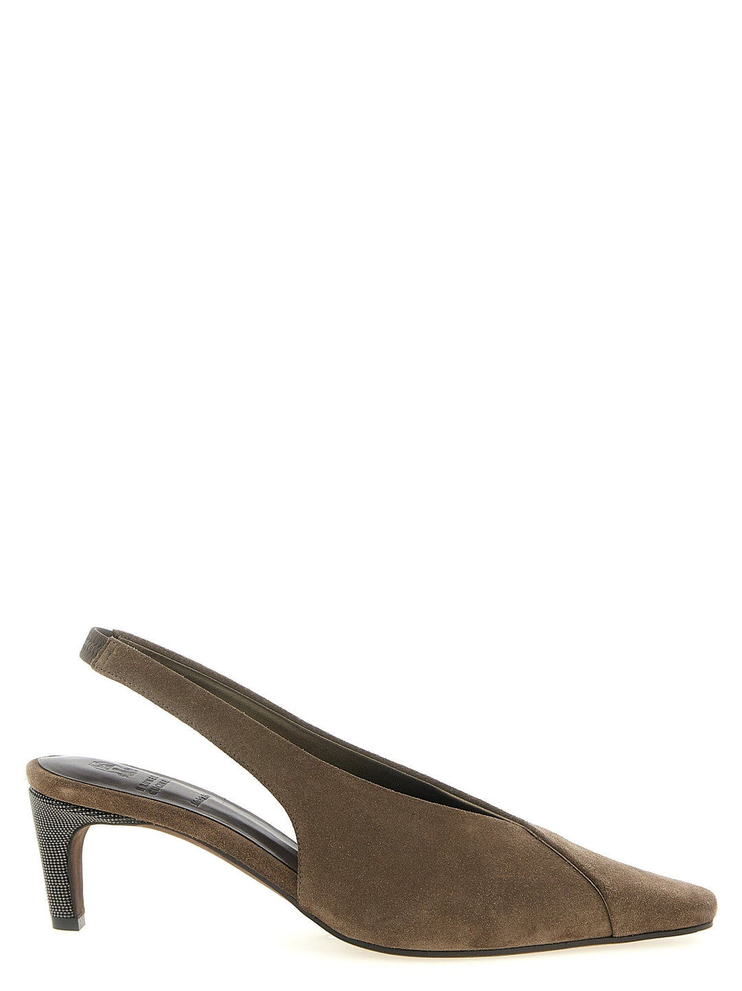 Women’s Brunello Cucinelli Gray Calfskin Mid Heel Pumps