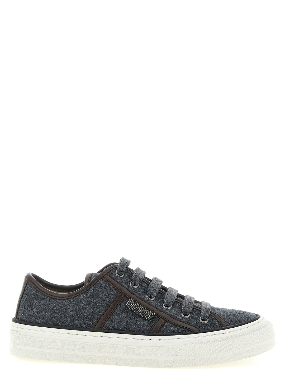Brunello Cucinelli Gray Virgin Wool Low Top Sneakers