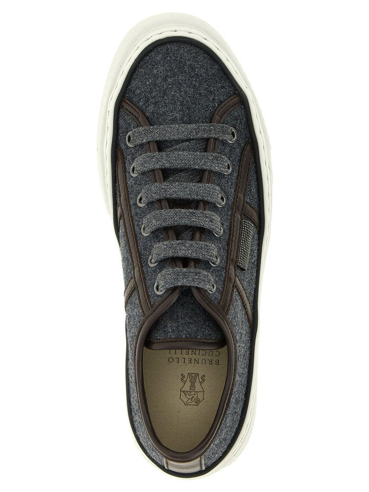 Women’s Brunello Cucinelli Gray Virgin Wool Low Top Sneakers
