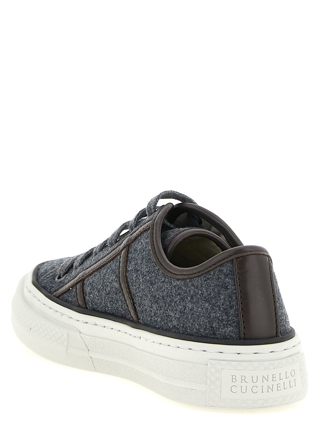 Women’s Brunello Cucinelli Gray Virgin Wool Low Top Sneakers