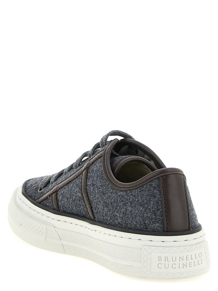 Women’s Brunello Cucinelli Gray Virgin Wool Low Top Sneakers