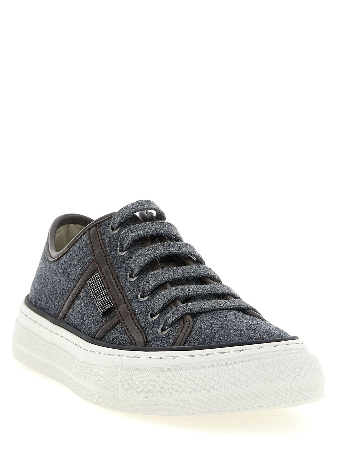 Women’s Brunello Cucinelli Gray Virgin Wool Low Top Sneakers