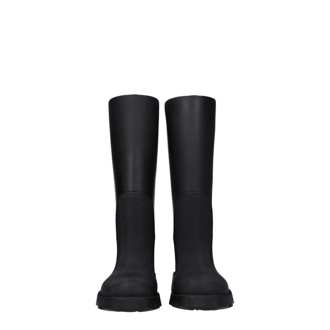 Women’s Burberry Black Cotton Rain Boots