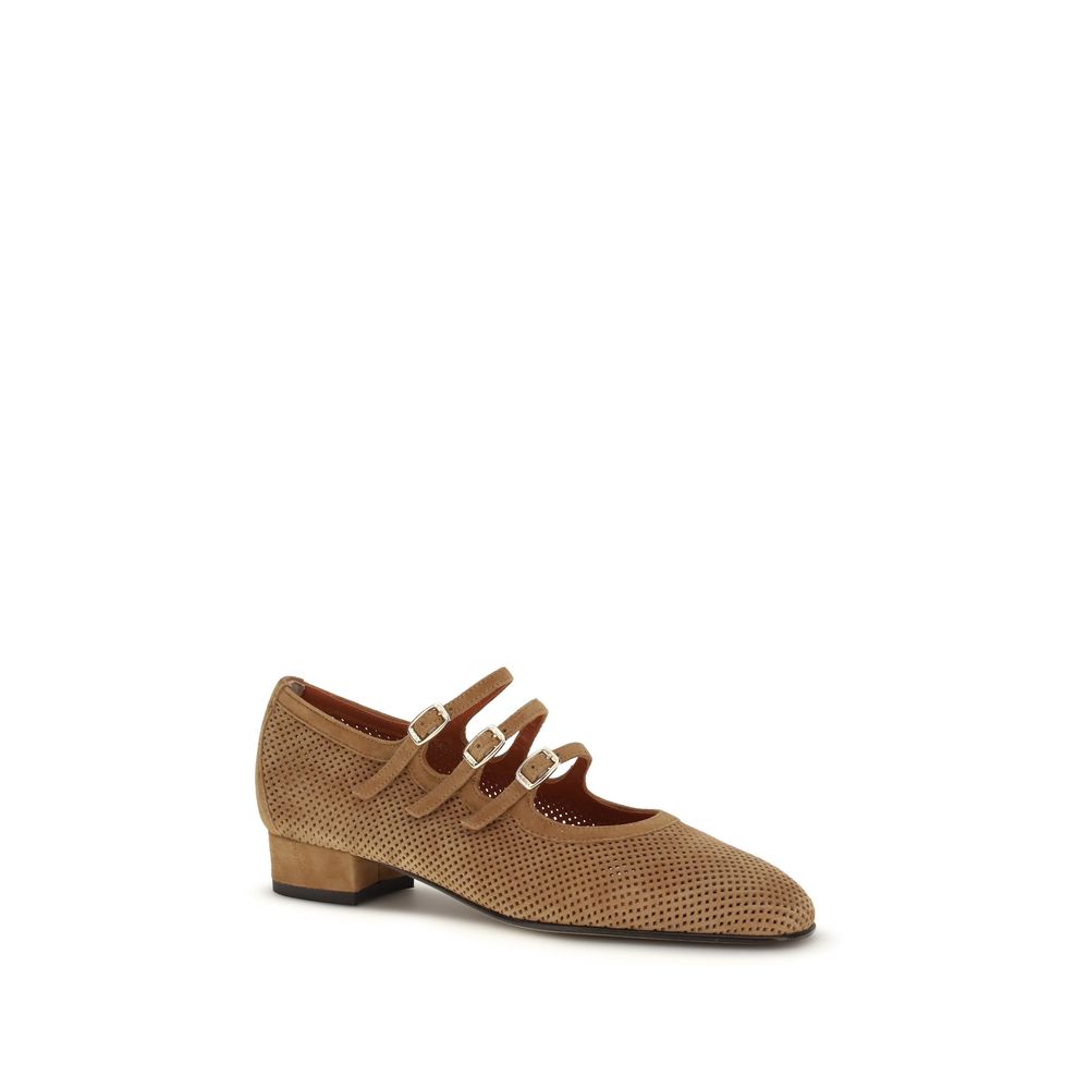 Women’s Carel Paris Beige Calf Leather Bos Taurus Ballet Flats