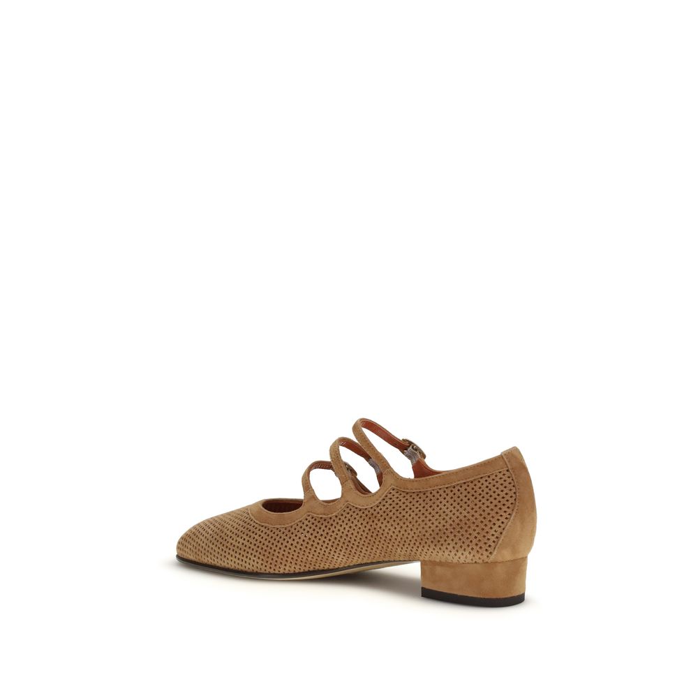 Women’s Carel Paris Beige Calf Leather Bos Taurus Ballet Flats