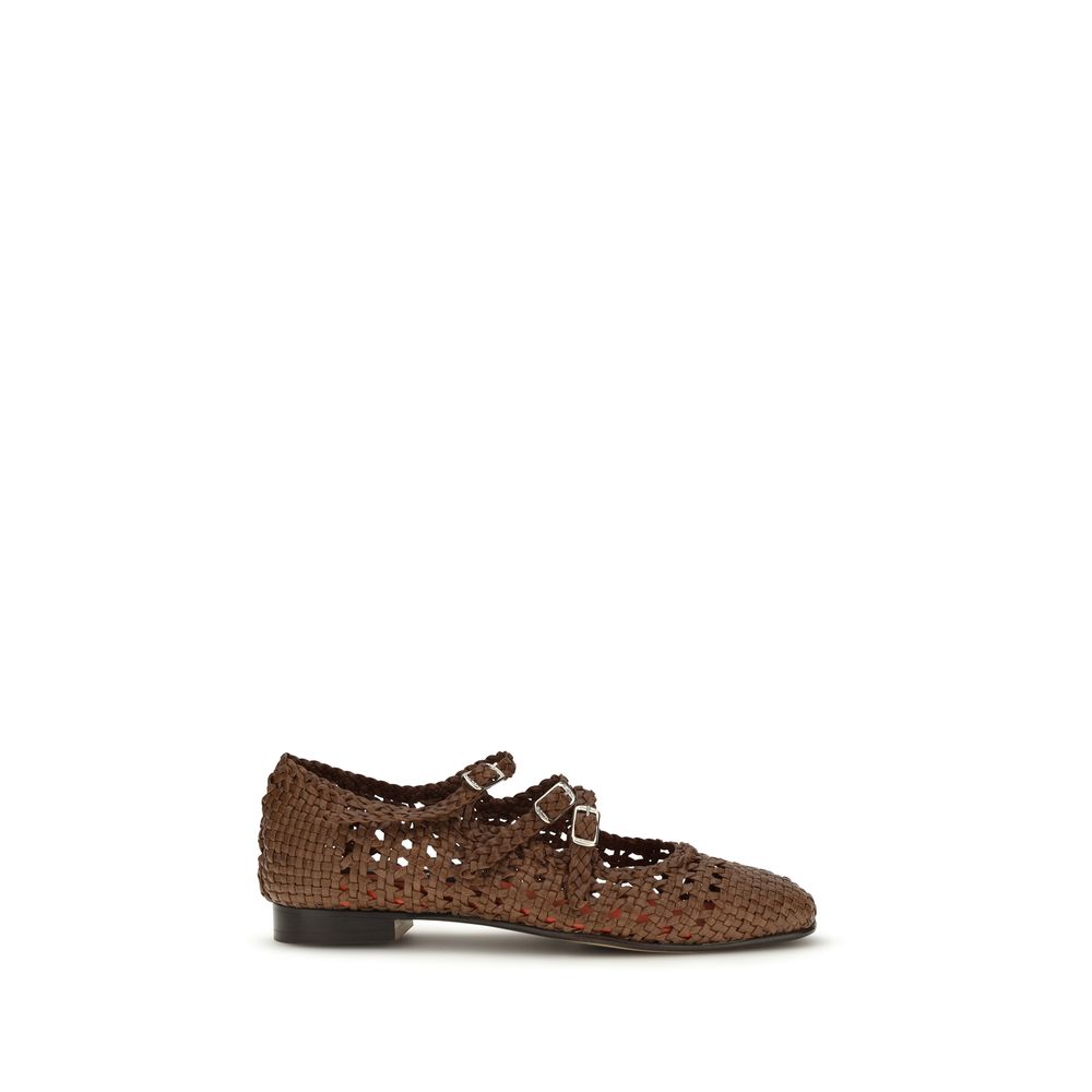 Women’s Carel Paris Brown Calf Leather Bos Taurus Ballet Flats