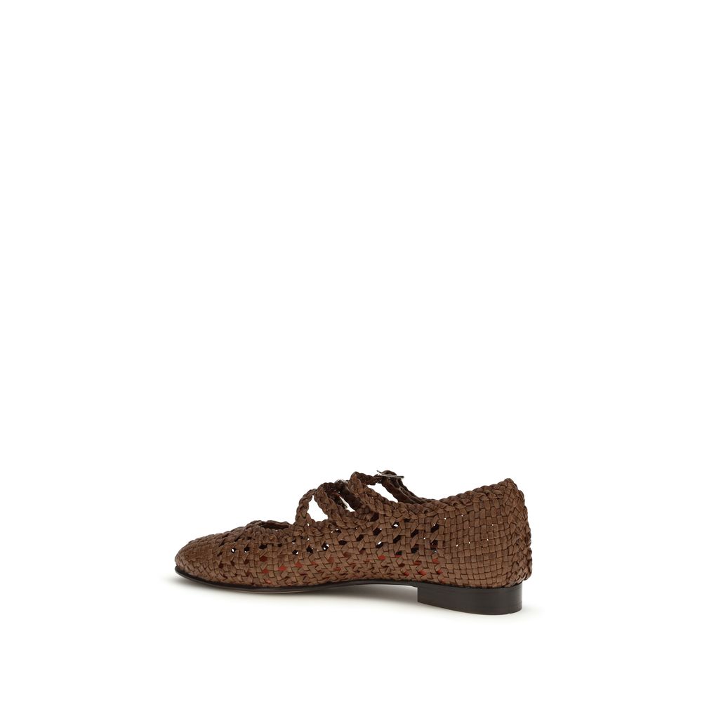 Women’s Carel Paris Brown Calf Leather Bos Taurus Ballet Flats