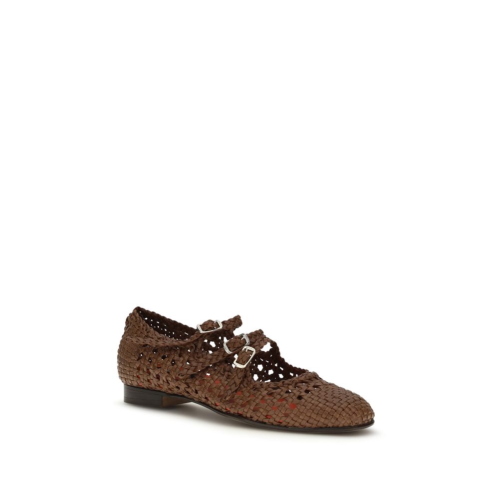 Women’s Carel Paris Brown Calf Leather Bos Taurus Ballet Flats