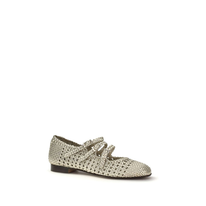 Women’s Carel Paris Silver Calf Leather Bos Taurus Ballet Flats