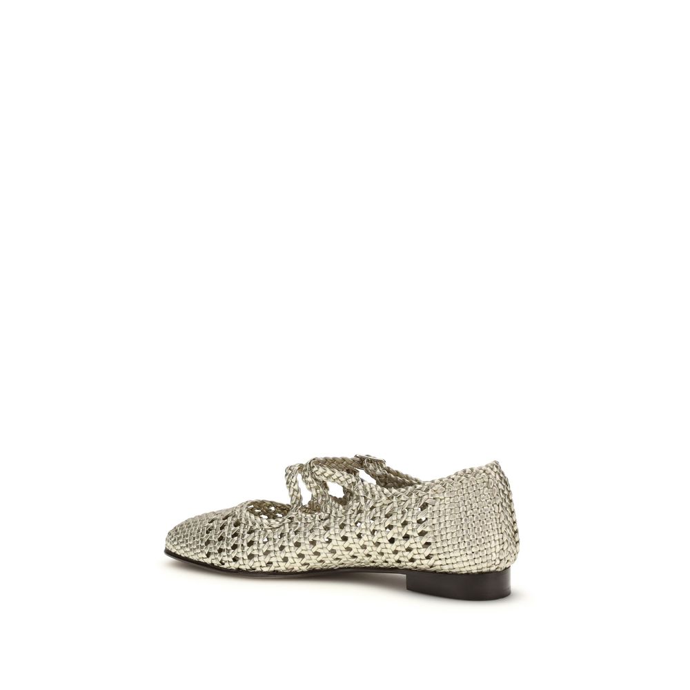 Women’s Carel Paris Silver Calf Leather Bos Taurus Ballet Flats