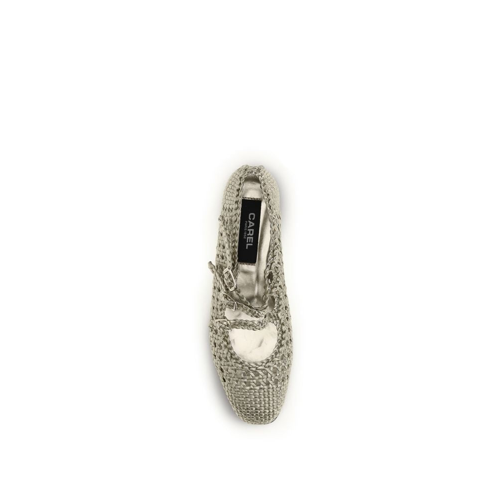 Women’s Carel Paris Silver Calf Leather Bos Taurus Ballet Flats