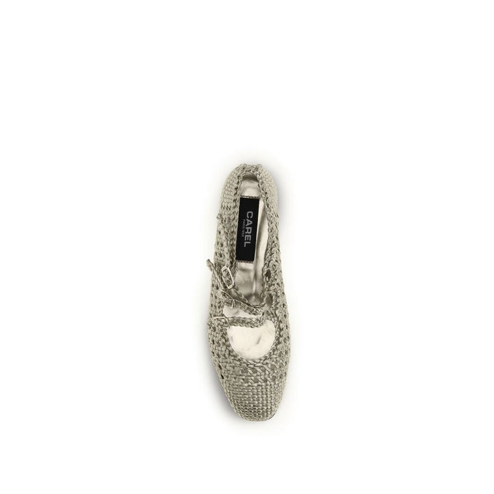 Women’s Carel Paris Silver Calf Leather Bos Taurus Ballet Flats