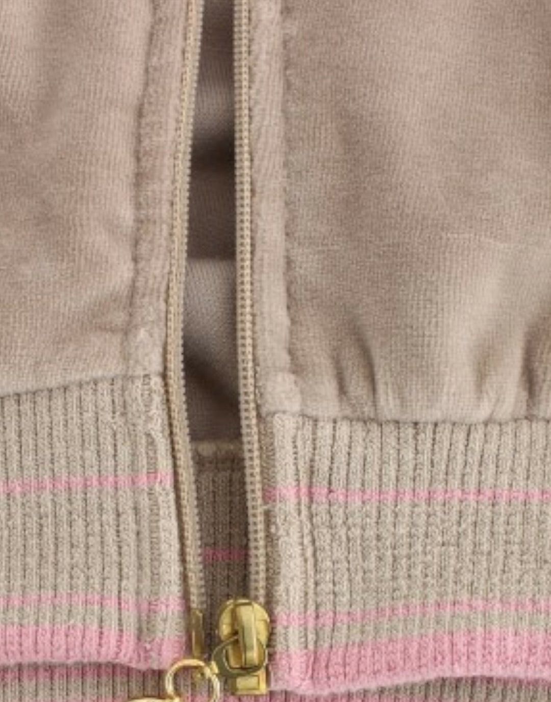 Women’s Cavalli Beige Velvet Zipup Sweater