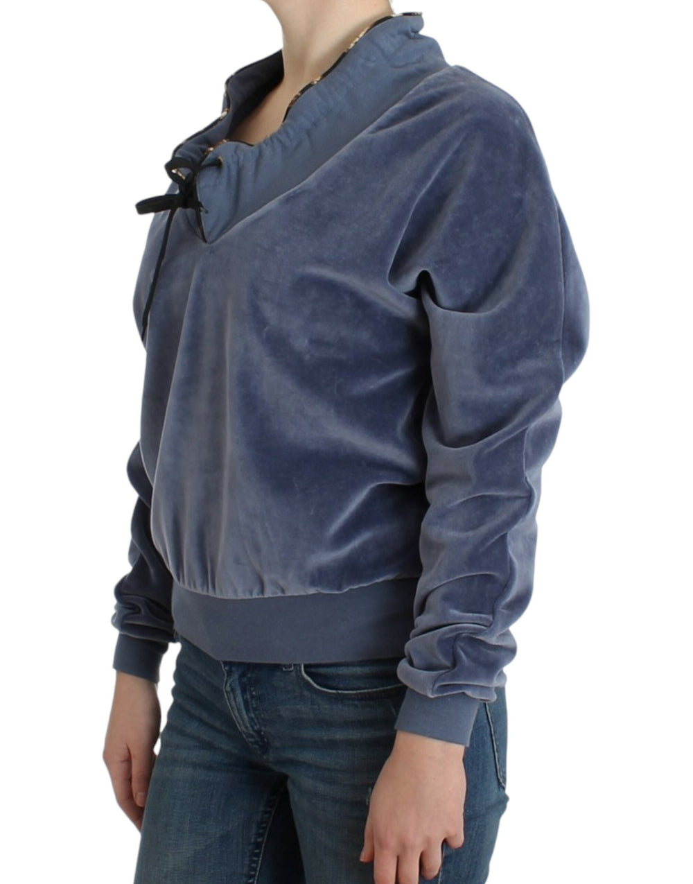 Women’s Cavalli Blue Velvet Cotton Sweater