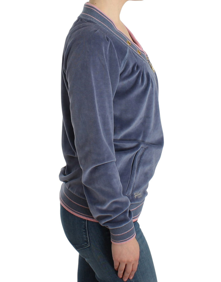 Women’s Cavalli Blue Velvet Zipup Sweater