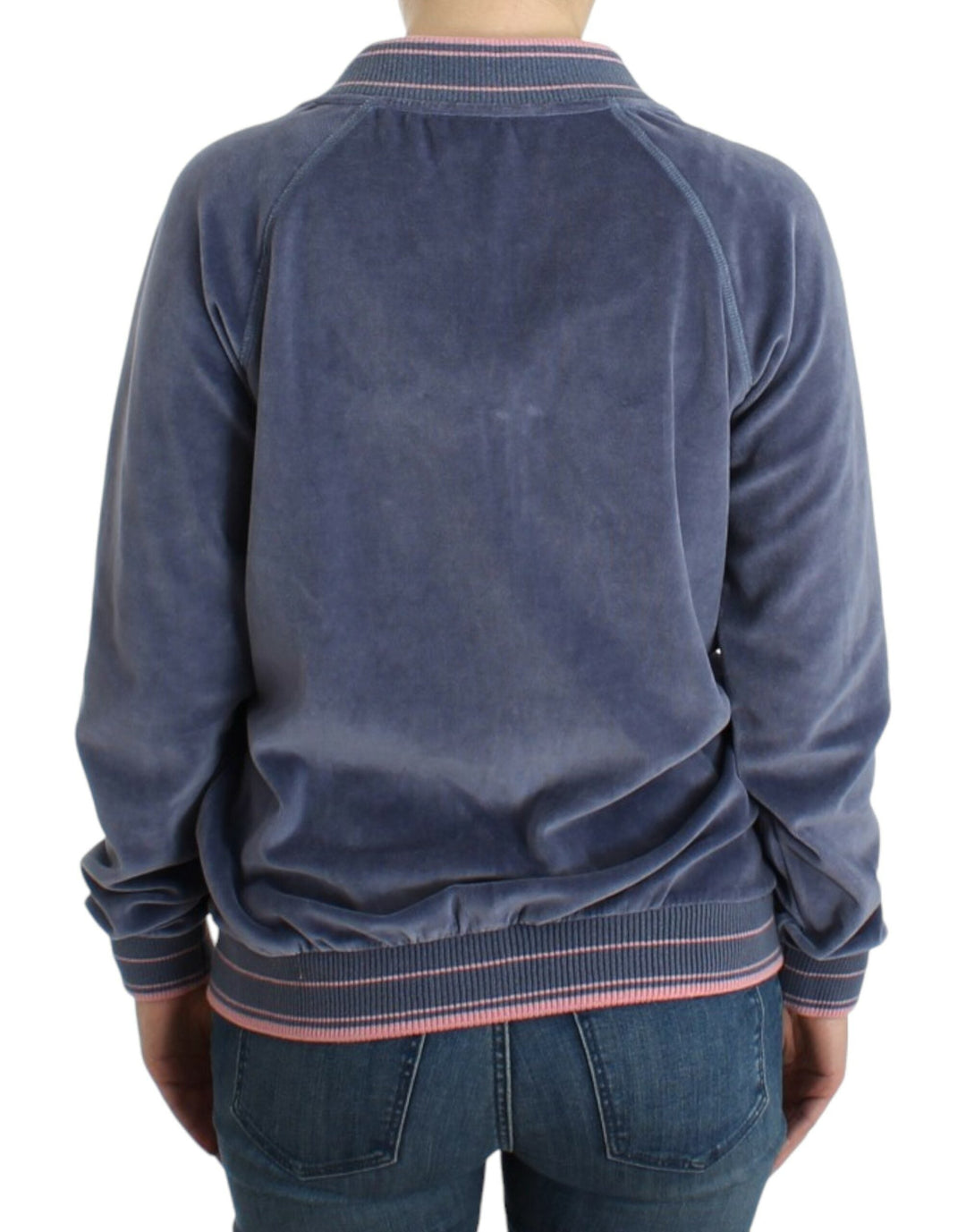 Women’s Cavalli Blue Velvet Zipup Sweater