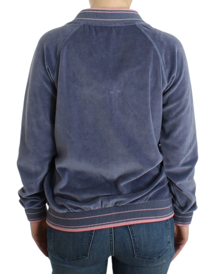 Women’s Cavalli Blue Velvet Zipup Sweater