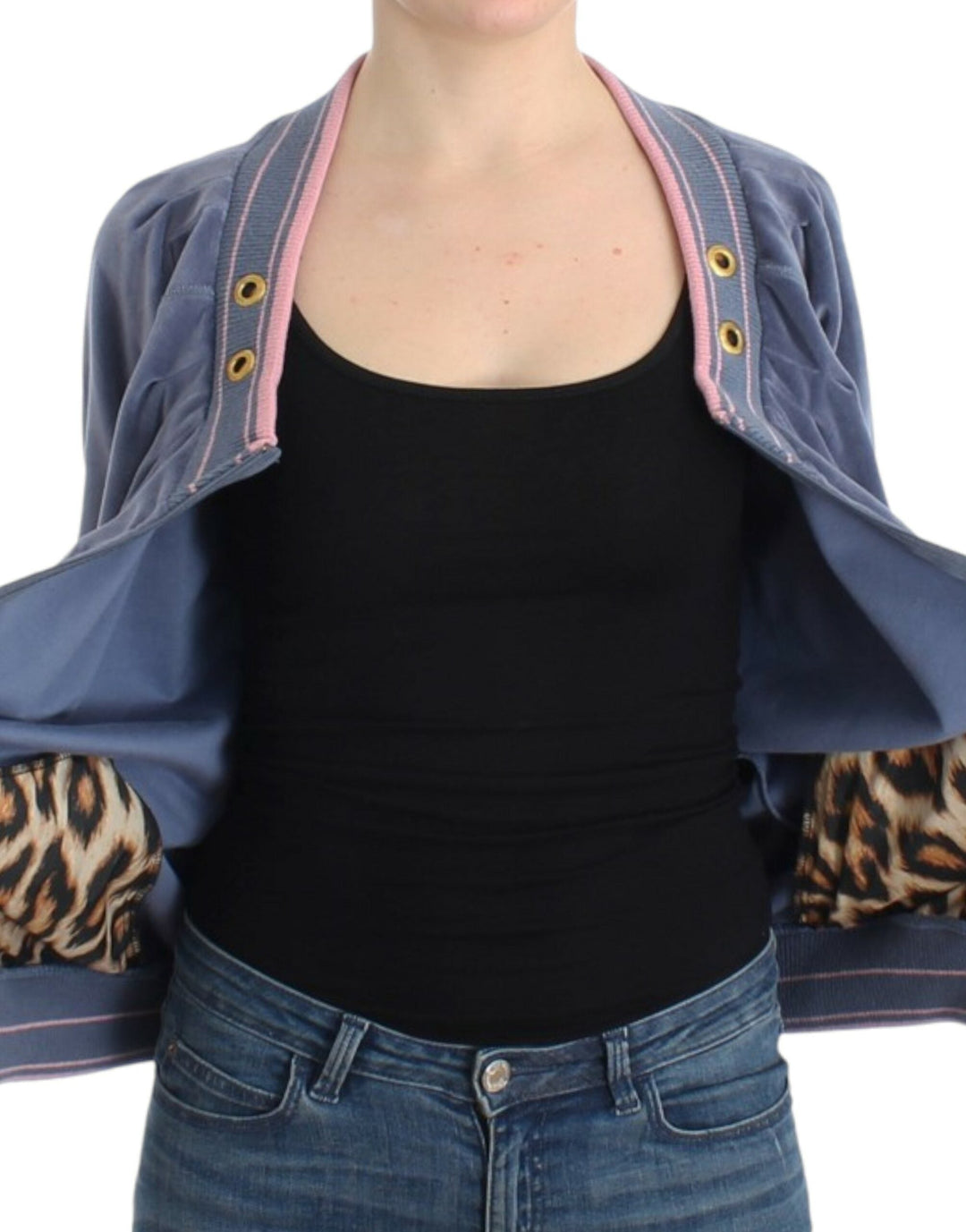 Women’s Cavalli Blue Velvet Zipup Sweater
