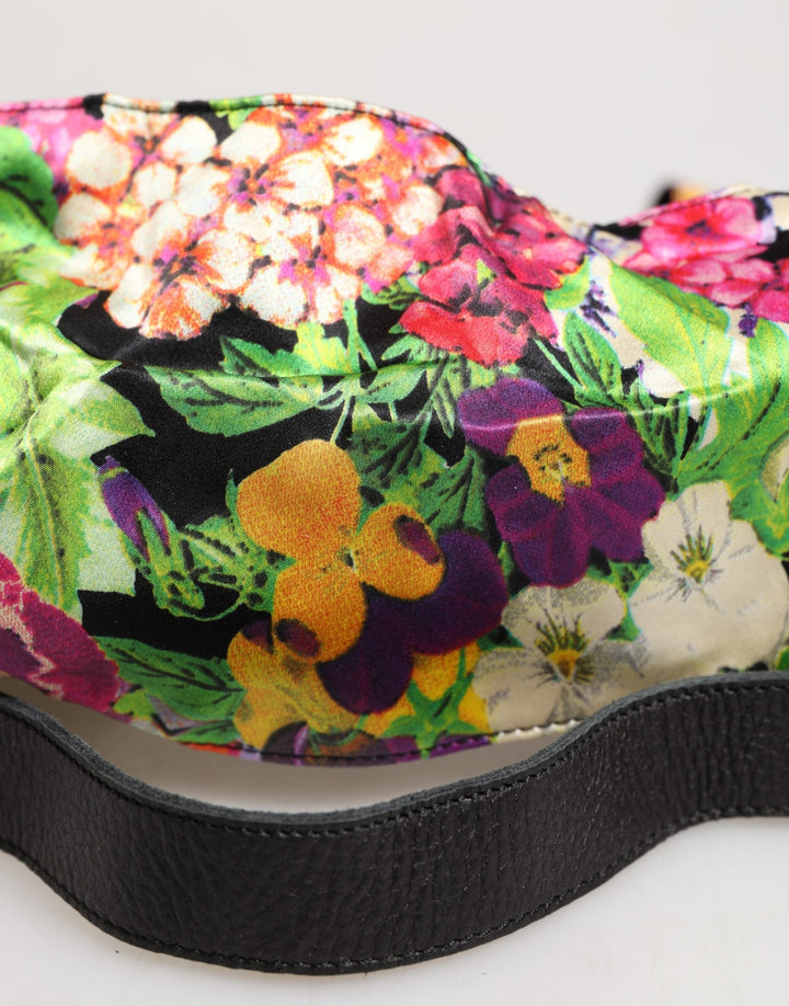 Women’s Cavalli Class Multicolor Floral Wide Waist Gold Metal Buckle Cintura Belt