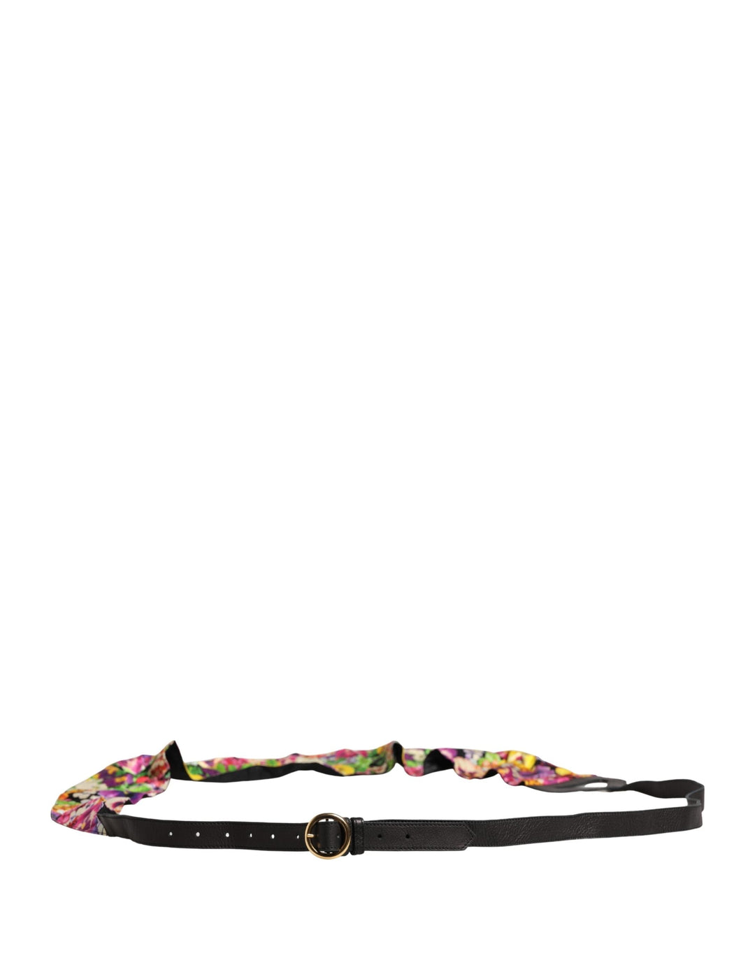 Women’s Cavalli Class Multicolor Floral Wide Waist Gold Metal Buckle Cintura Belt