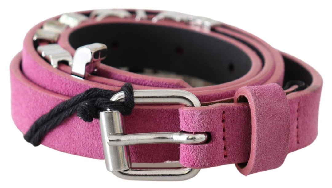 Women’s just Cavalli Pink Silver Chrome Metal Buckle Waist Belt