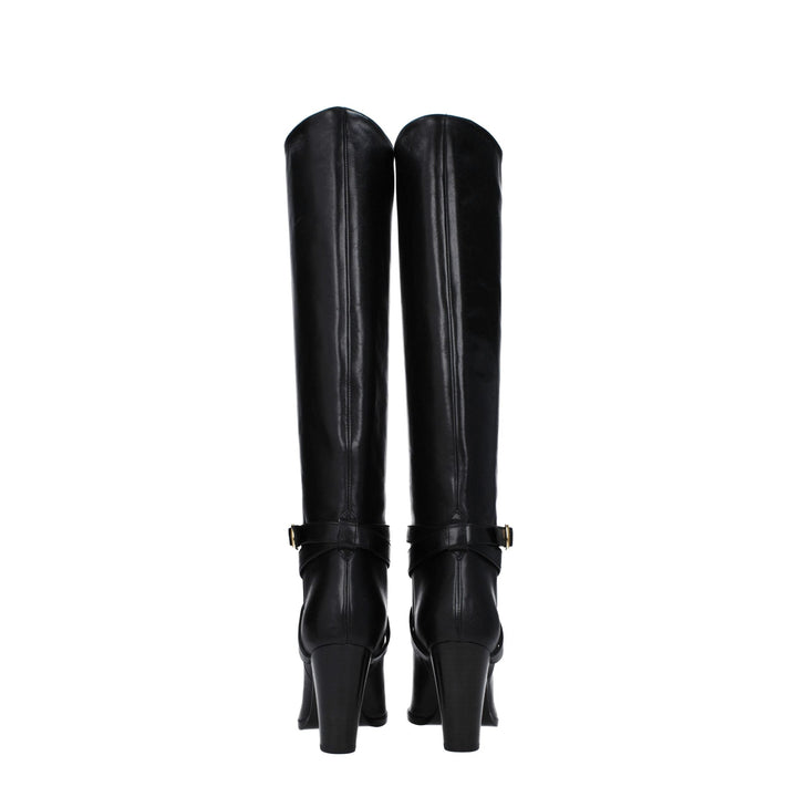 Celine Black Leather High Heel Boots