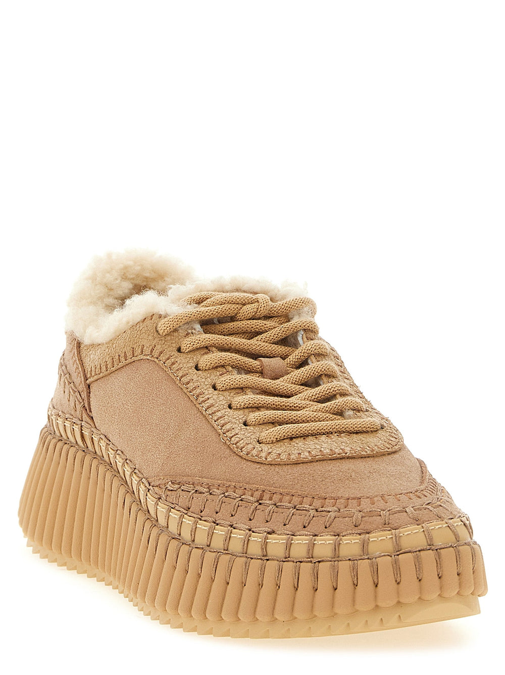 Women’s Chloé Beige Lambskin Chunky Sneakers