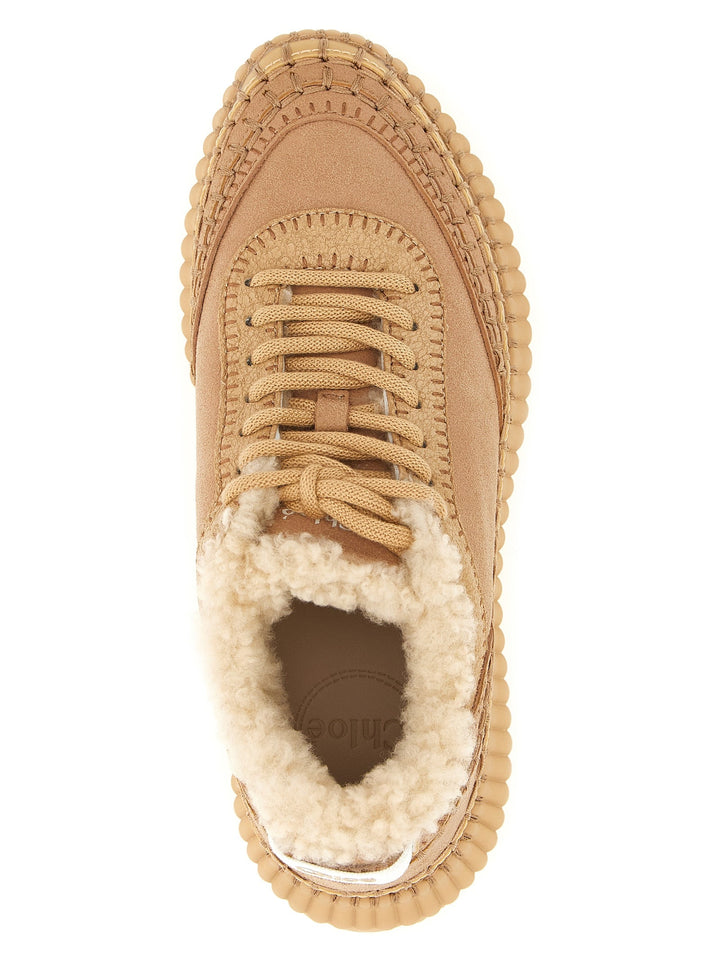 Women’s Chloé Beige Lambskin Chunky Sneakers