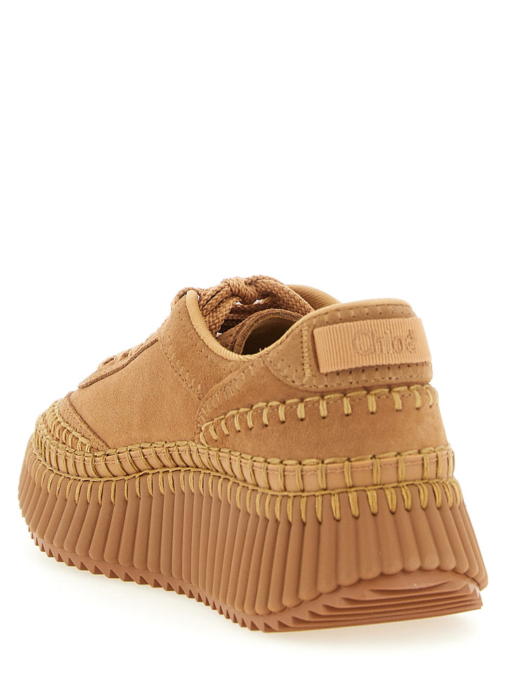 Chloé Beige Polyester Platform Sneakers