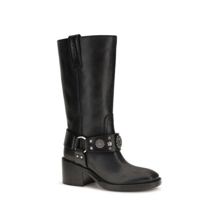 Women’s Chloé Black Calf Leather Bos Taurus Flat Boots