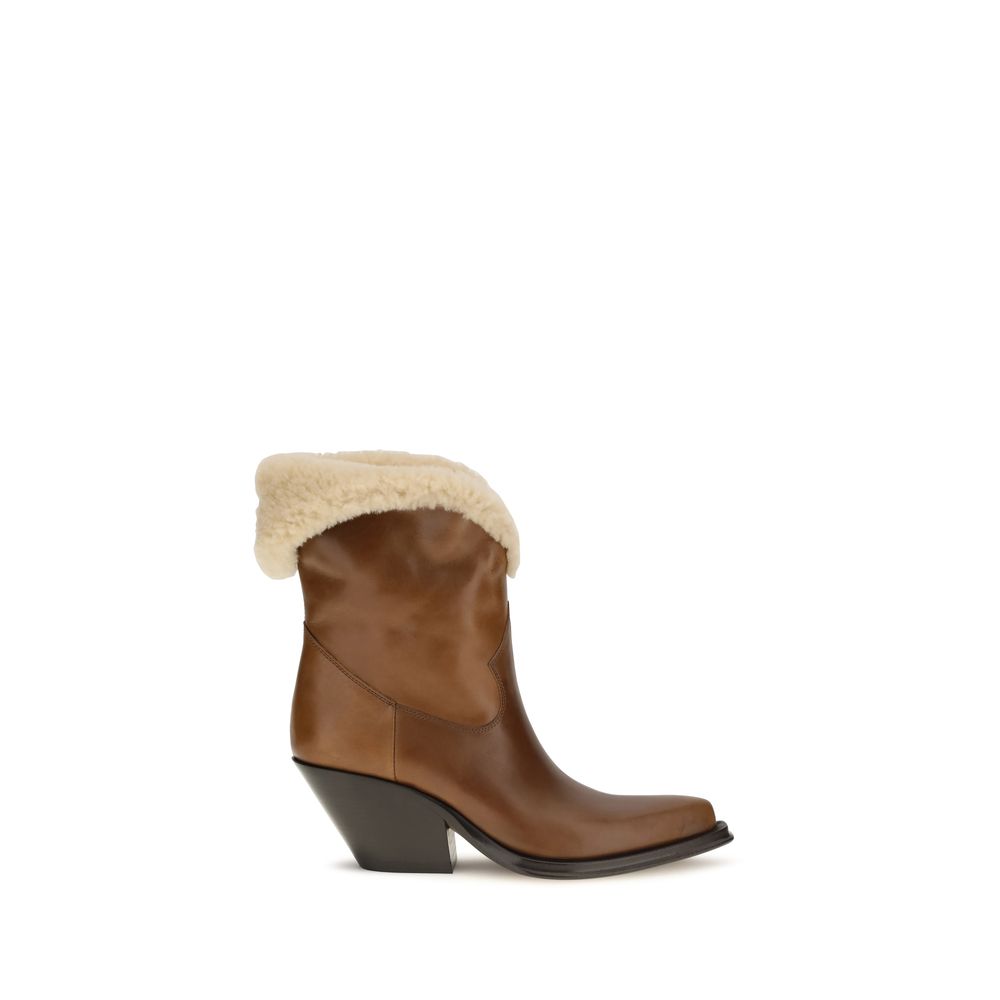 Women’s Chloé Brown Calf Leather Bos Taurus Ankle Boots