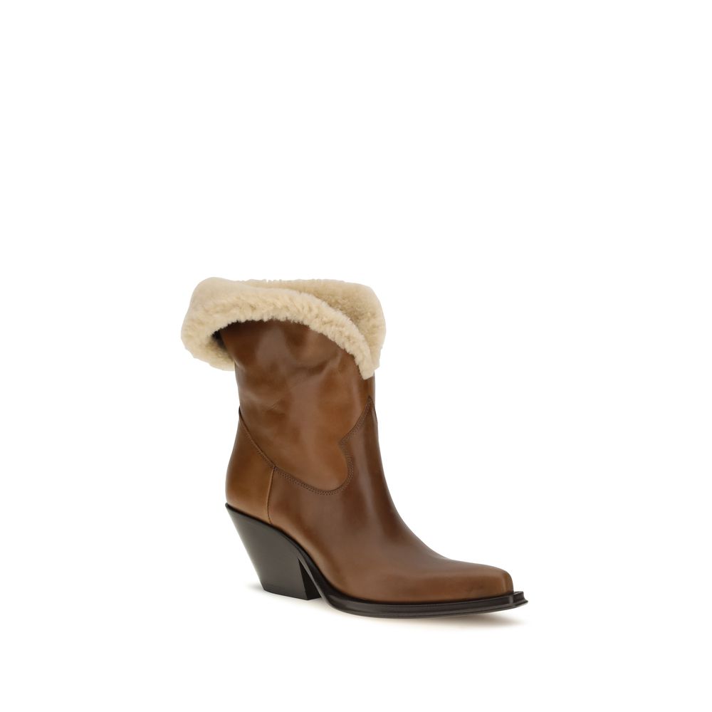 Women’s Chloé Brown Calf Leather Bos Taurus Ankle Boots