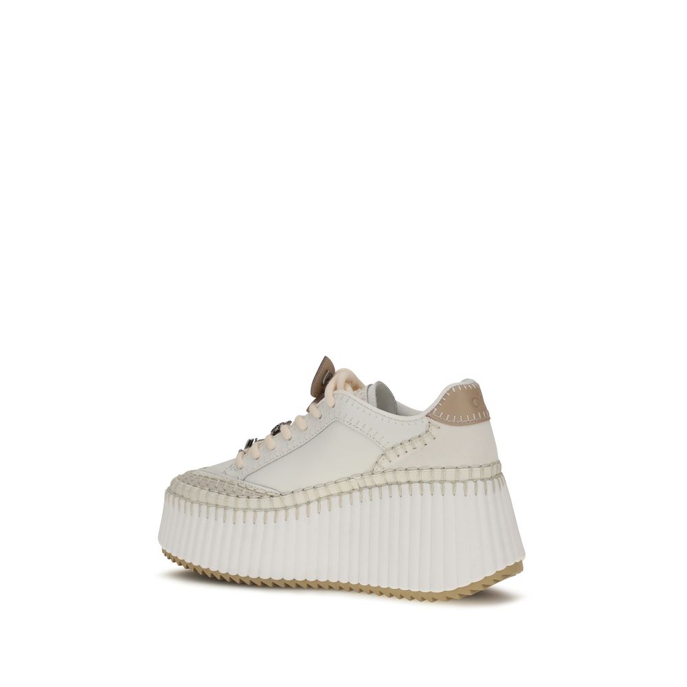 Women’s Chloé White Calf Leather Bos Taurus Platform Sneakers
