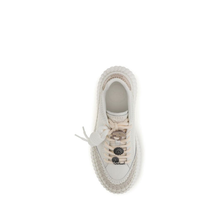 Women’s Chloé White Calf Leather Bos Taurus Platform Sneakers