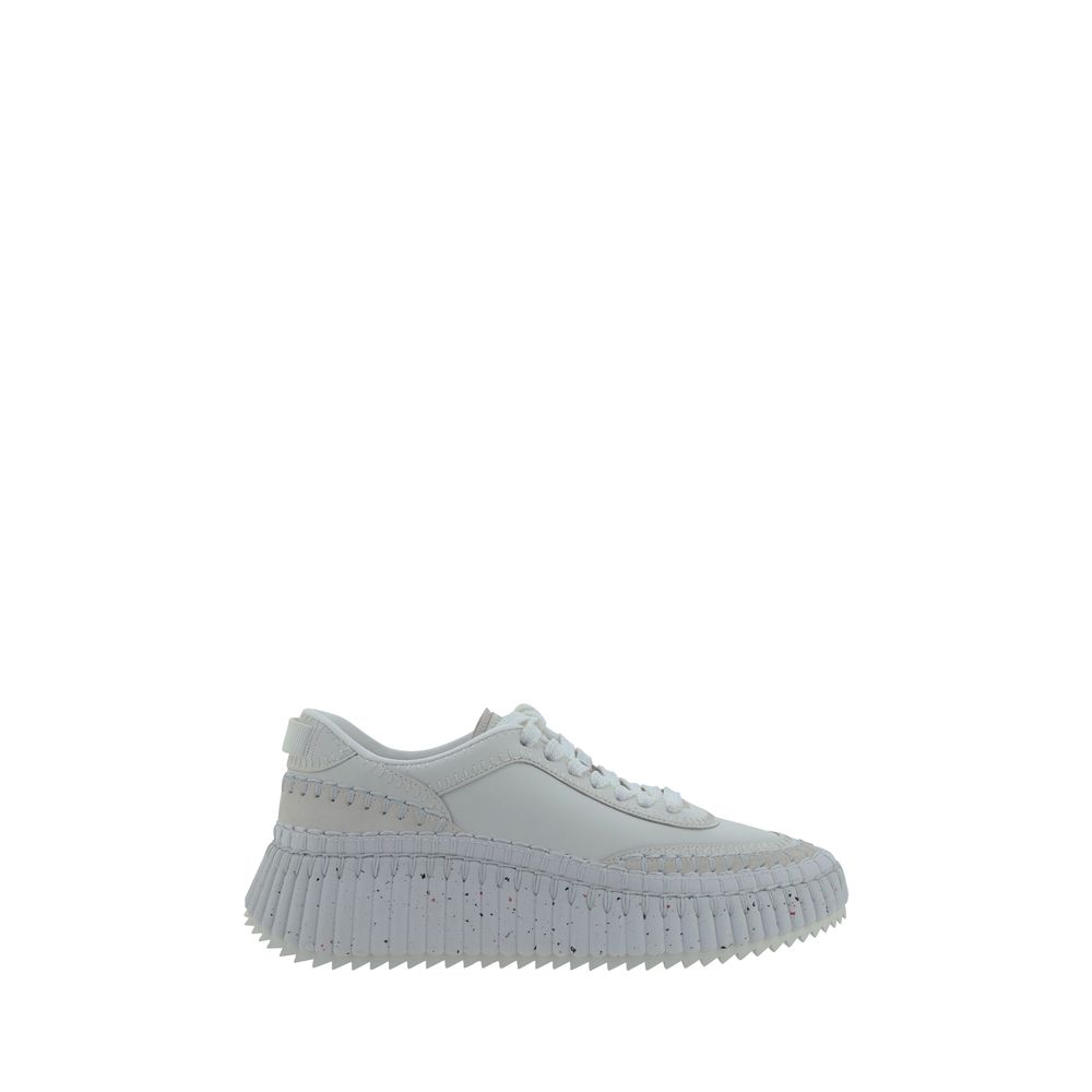 Women’s Chloé White Calf Leather Bos Taurus Platform Sneakers