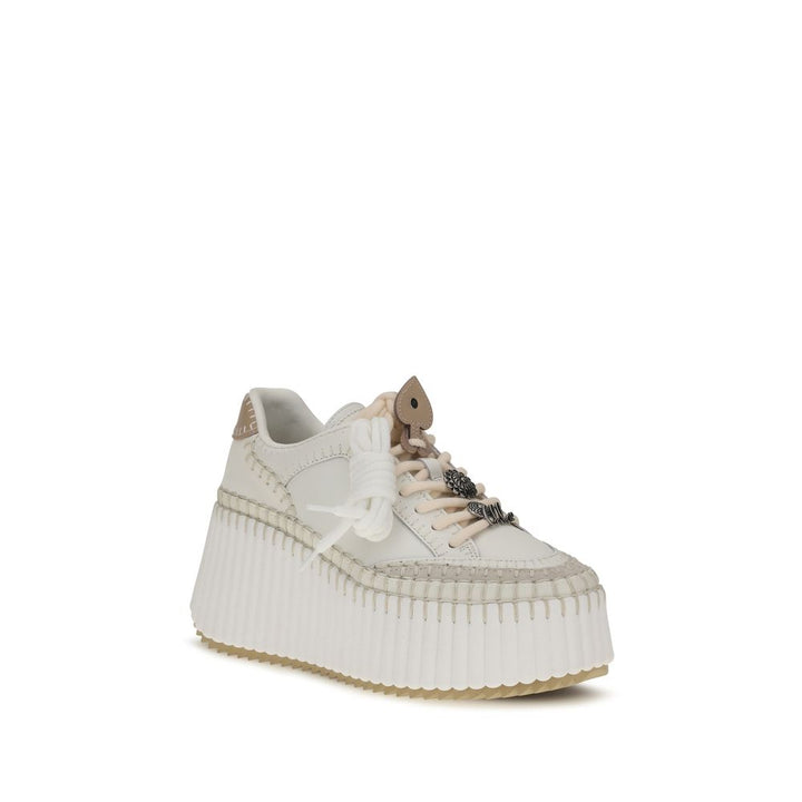 Women’s Chloé White Calf Leather Bos Taurus Platform Sneakers