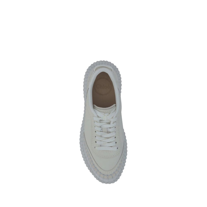 Women’s Chloé White Calf Leather Bos Taurus Platform Sneakers