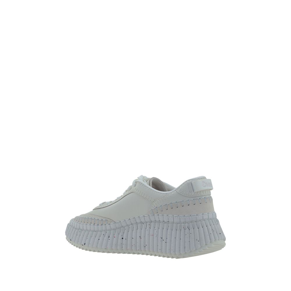 Women’s Chloé White Calf Leather Bos Taurus Platform Sneakers