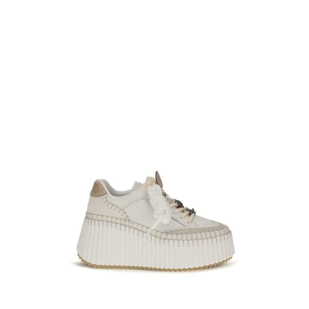 Women’s Chloé White Calf Leather Bos Taurus Platform Sneakers