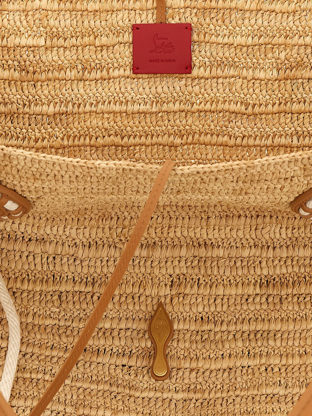 Women’s Christian Louboutin Beige Raffia Tote Bag