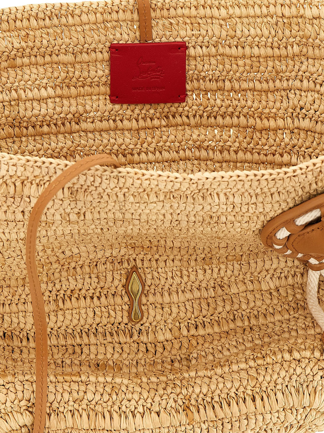 Women’s Christian Louboutin Beige Raffia Tote Bag