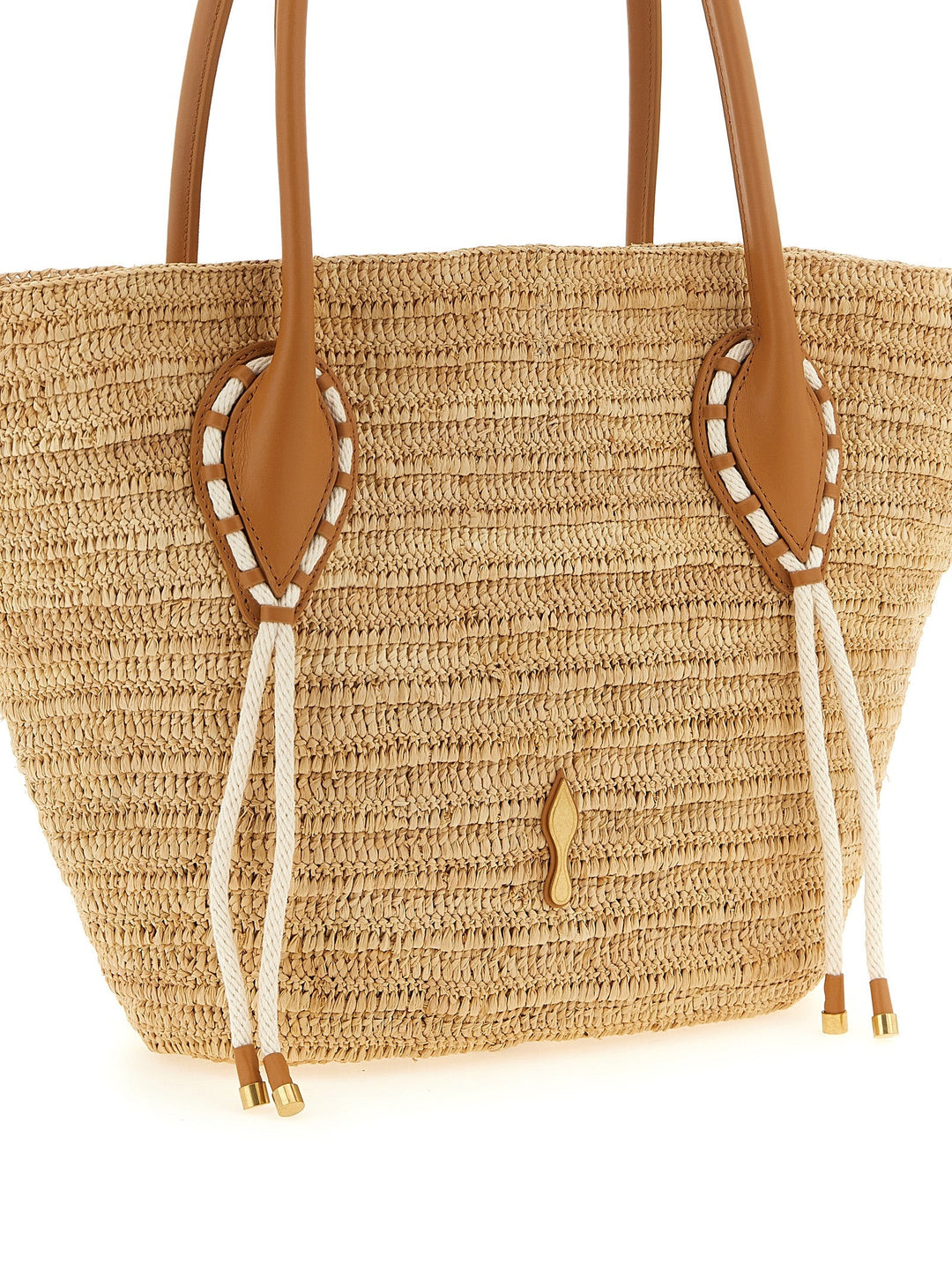 Women’s Christian Louboutin Beige Raffia Tote Bag