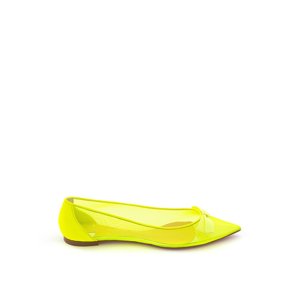 Women’s Christian Louboutin Yellow Mesh Ballet Flats
