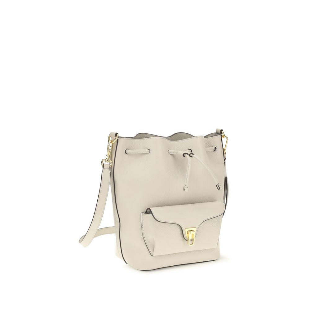 Women’s Coccinelle Beige Calf Leather Bos Taurus Backet Bag