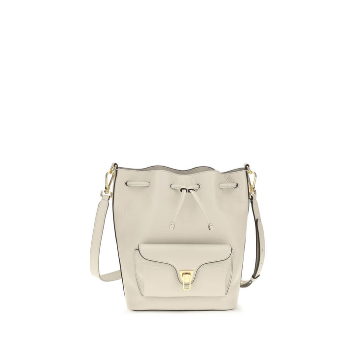 Women’s Coccinelle Beige Calf Leather Bos Taurus Backet Bag