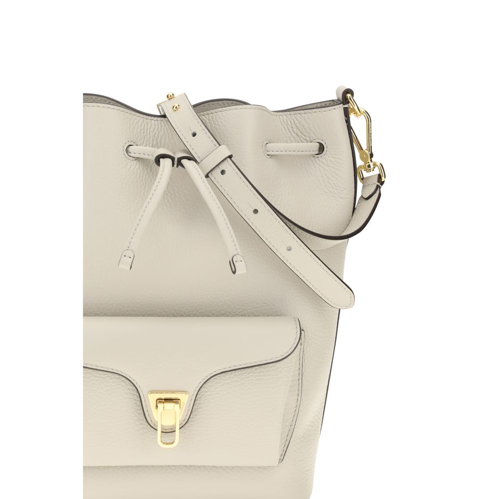 Women’s Coccinelle Beige Calf Leather Bos Taurus Backet Bag