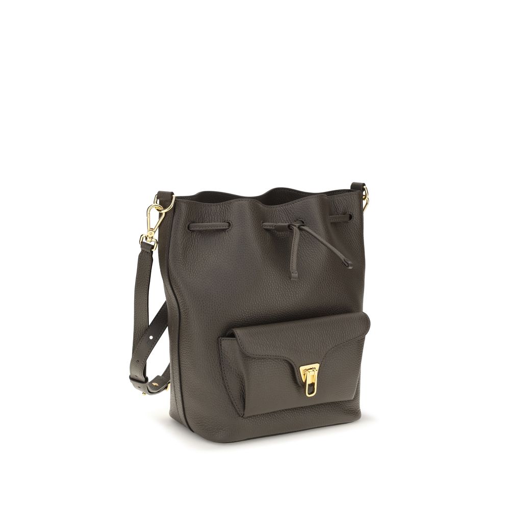 Women’s Coccinelle Brown Calf Leather Bos Taurus Backet Bag
