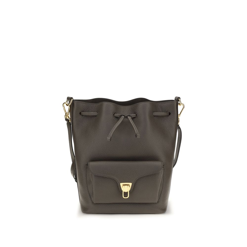 Women’s Coccinelle Brown Calf Leather Bos Taurus Backet Bag
